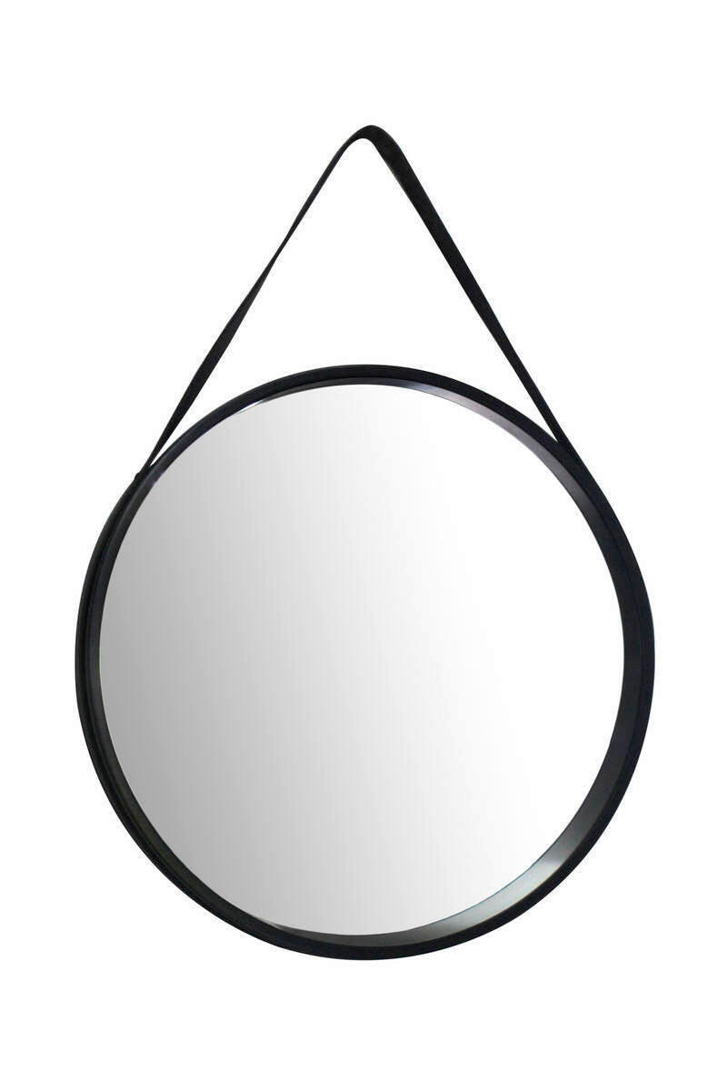 WANDSPIEGEL 49,5/49,5/3,5-7,5 cm    in rund  - Schwarz, Basics, Glas/Holzwerkstoff (49,5/49,5/3,5-7,5cm) - Kayoom