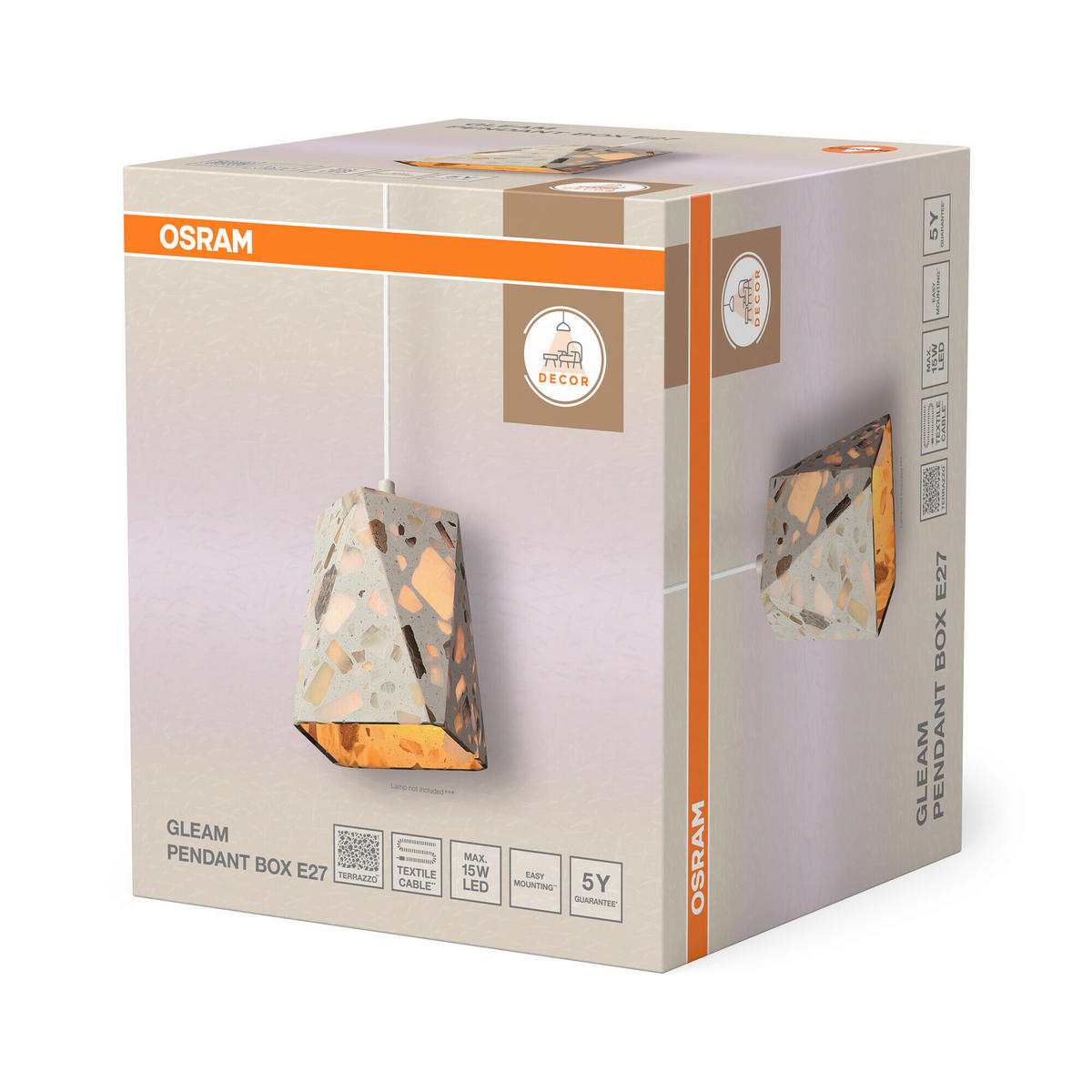 HÄNGELEUCHTE 15/15/150 cm  - Beige, Basics, Stein (15/15/150cm) - Osram