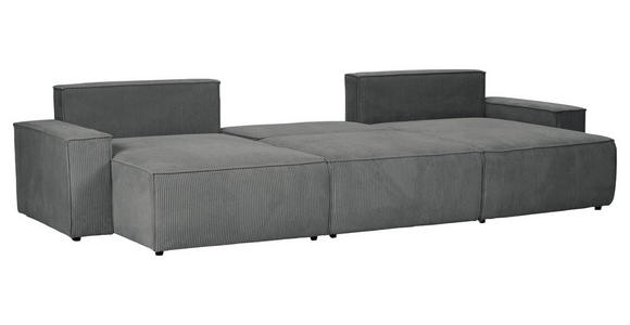 WOHNLANDSCHAFT  in Cord Dunkelgrau  - Dunkelgrau/Schwarz, KONVENTIONELL, Kunststoff/Textil (155/348/155cm) - Carryhome