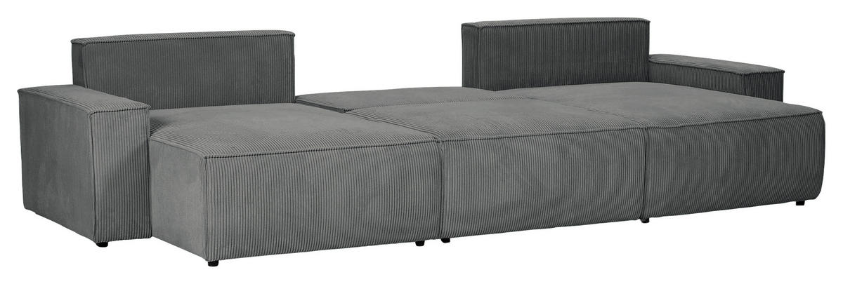 WOHNLANDSCHAFT Dunkelgrau Cord  - Dunkelgrau/Schwarz, KONVENTIONELL, Kunststoff/Textil (155/348/155cm) - Carryhome