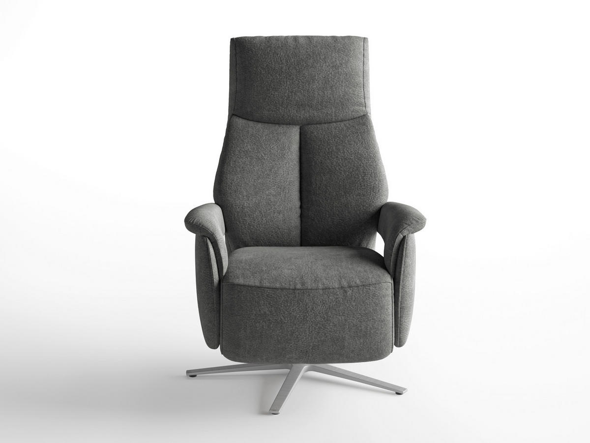 RELAXSESSEL in Textil Dunkelgrau  - Dunkelgrau/Silberfarben, Basics, Textil/Metall (75/110/85cm) - Sit & More