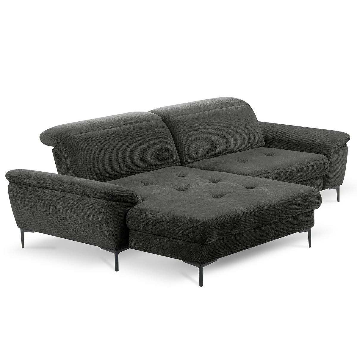 ECKSOFA  Webstoff Schwarz  - Schwarz, Design, Textil/Metall (195/268cm) - Livetastic