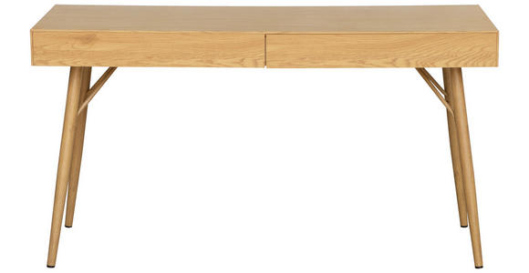 SCHREIBTISCH 140/60/75 cm  in Eichefarben  - Eichefarben, KONVENTIONELL, Holzwerkstoff/Metall (140/60/75cm) - Novel