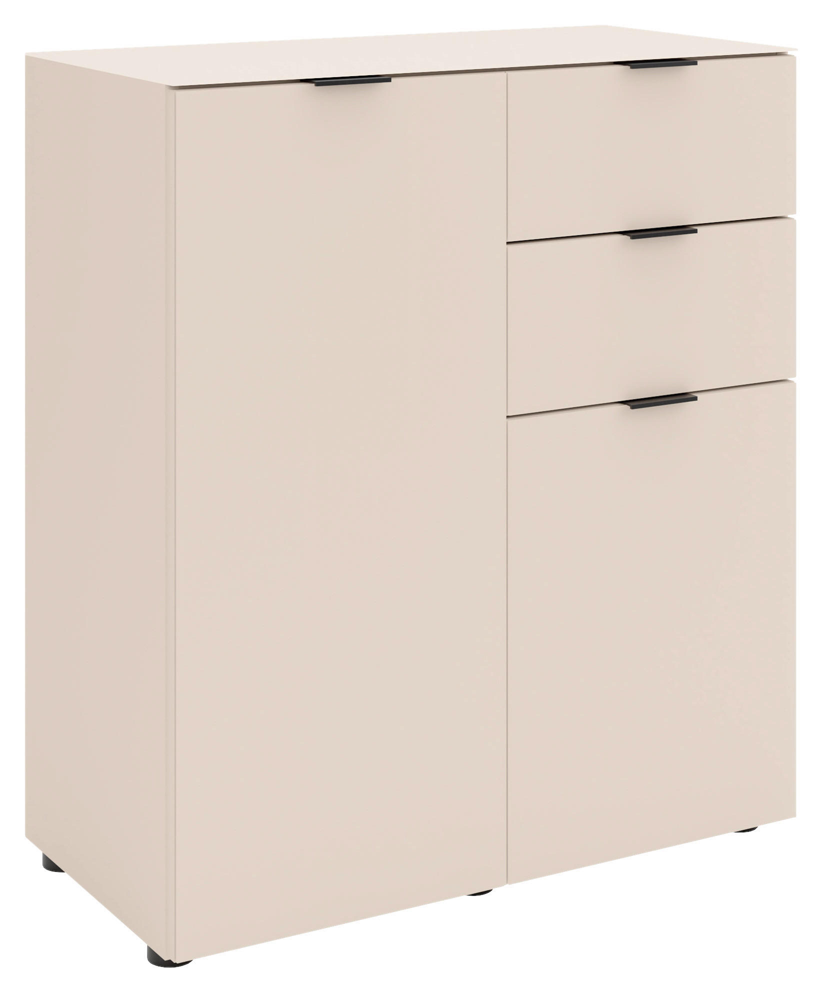 KOMMODE , 80/93/40 cm, 2 Schublade(n)  - Kaschmir/Schwarz, Basics, Glas/Holzwerkstoff (80/93/40cm) - Novel