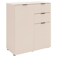 KOMMODE , 80/93/40 cm, 2 Schublade(n)  - Kaschmir/Schwarz, Basics, Glas/Holzwerkstoff (80/93/40cm) - Novel
