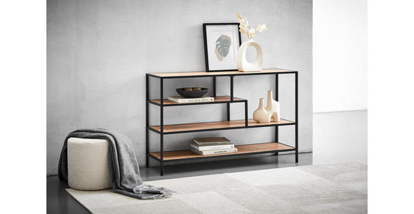 REGAL Schwarz, Eichefarben  - Eichefarben/Schwarz, Trend, Holzwerkstoff/Metall (114/78/33cm) - Xora