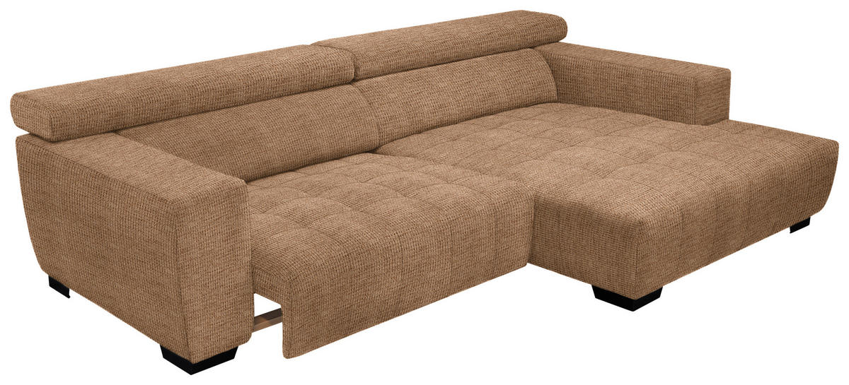 ECKSOFA in Webstoff Orange  - Schwarz/Orange, Konventionell, Textil/Metall (279/182cm) - Hom`in