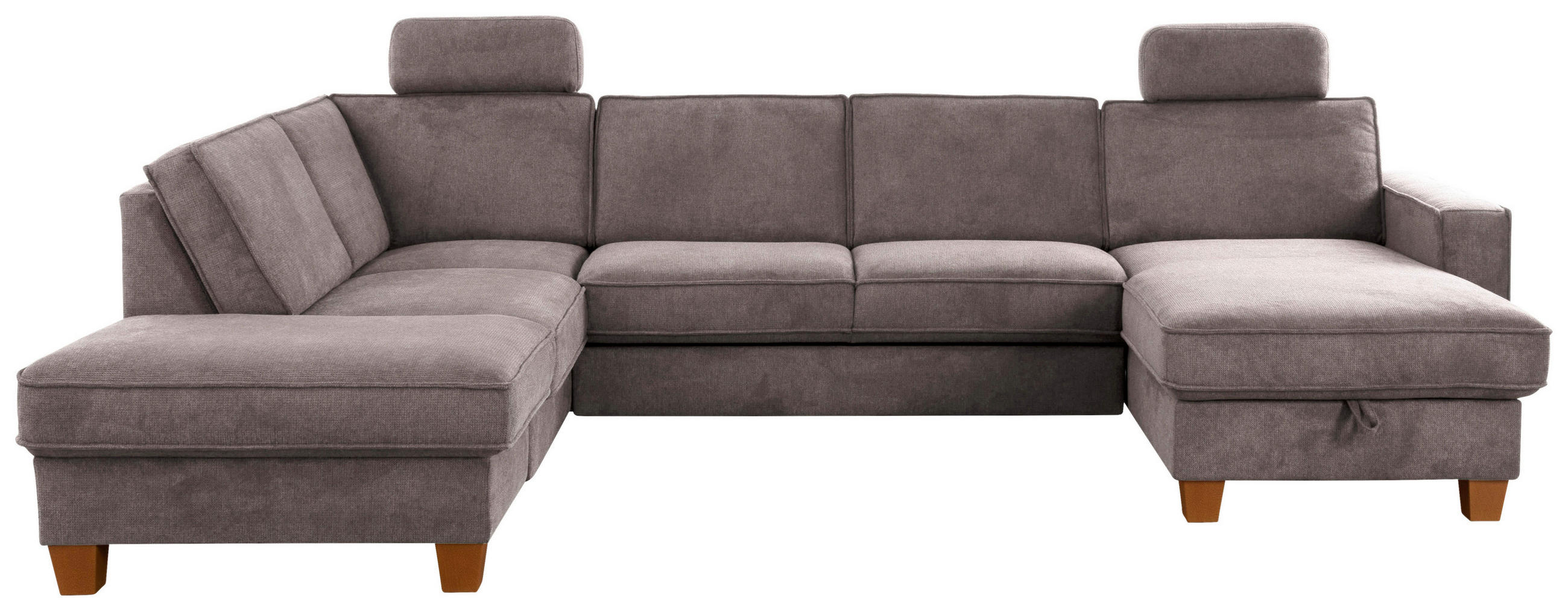 WOHNLANDSCHAFT in Flachgewebe Taupe  - Taupe/Eichefarben, Konventionell, Holz/Textil (213/309/161cm) - Sit & More