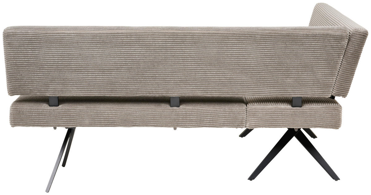ECKBANK 150/190 cm Cord Grau   - Schwarz/Grau, KONVENTIONELL, Textil/Metall (150/190cm) - MID.YOU