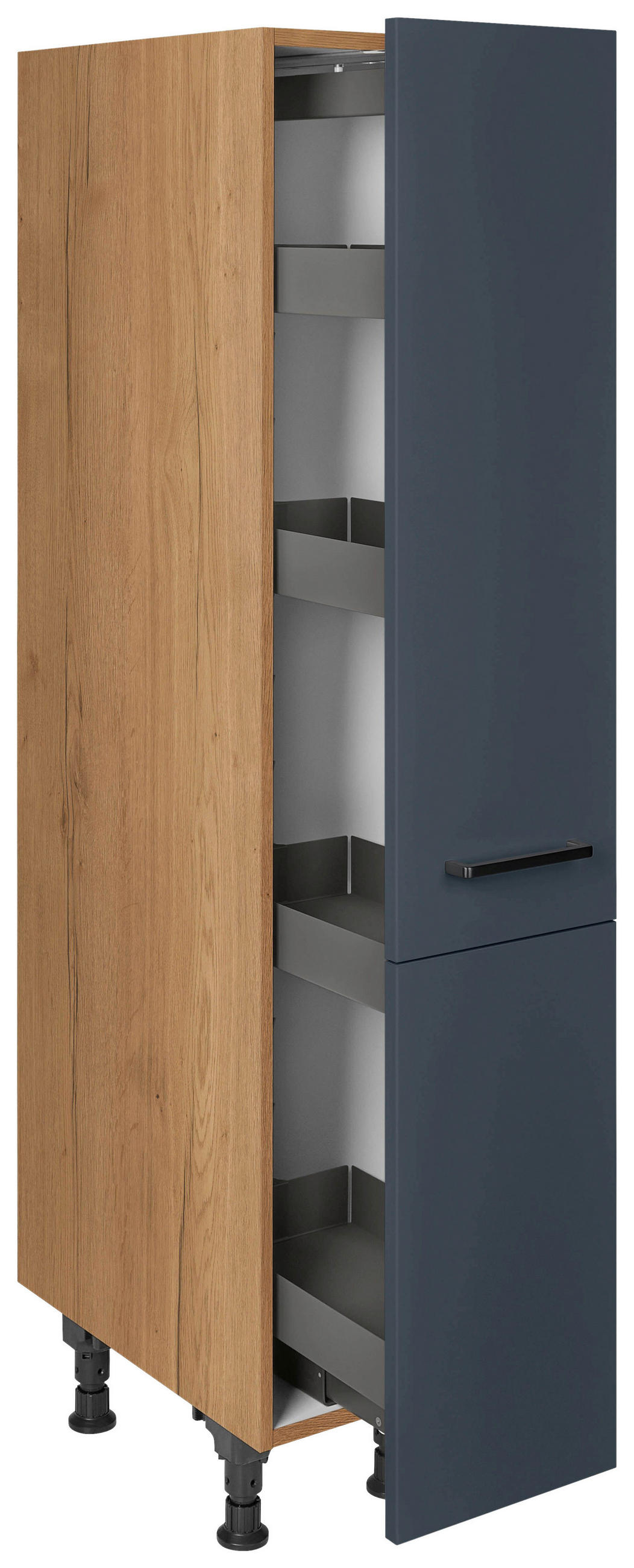 APOTHEKERSCHRANK 30/168/58 cm  in Blau, Eichefarben  - Blau/Eichefarben, MODERN, Holzwerkstoff/Metall (30/168/58cm) - Nobilia