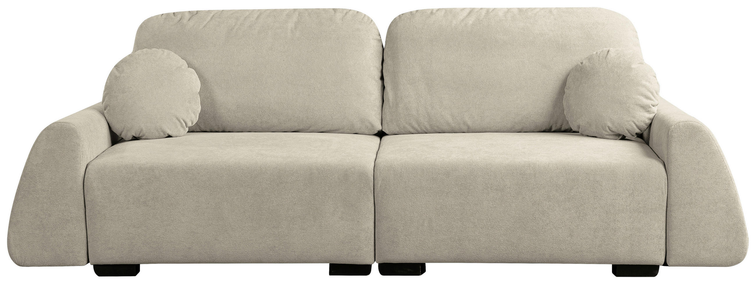 SCHLAFSOFA ALMI  mit Liegefunktion Bouclé Beige  - Beige/Schwarz, Design, Holz/Holzwerkstoff (260/100/80cm) - Livetastic