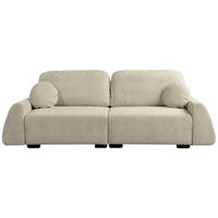 SCHLAFSOFA ALMI  mit Liegefunktion Bouclé Beige  - Beige/Schwarz, Design, Holz/Holzwerkstoff (260/100/80cm) - Livetastic