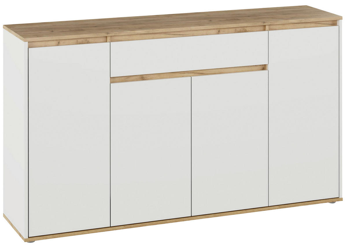 KOMODA, biela, farba duba, 160,2/92,7/38 cm - biela/farba duba, Design, kompozitné drevo/plast (160,2/92,7/38cm) - Carryhome