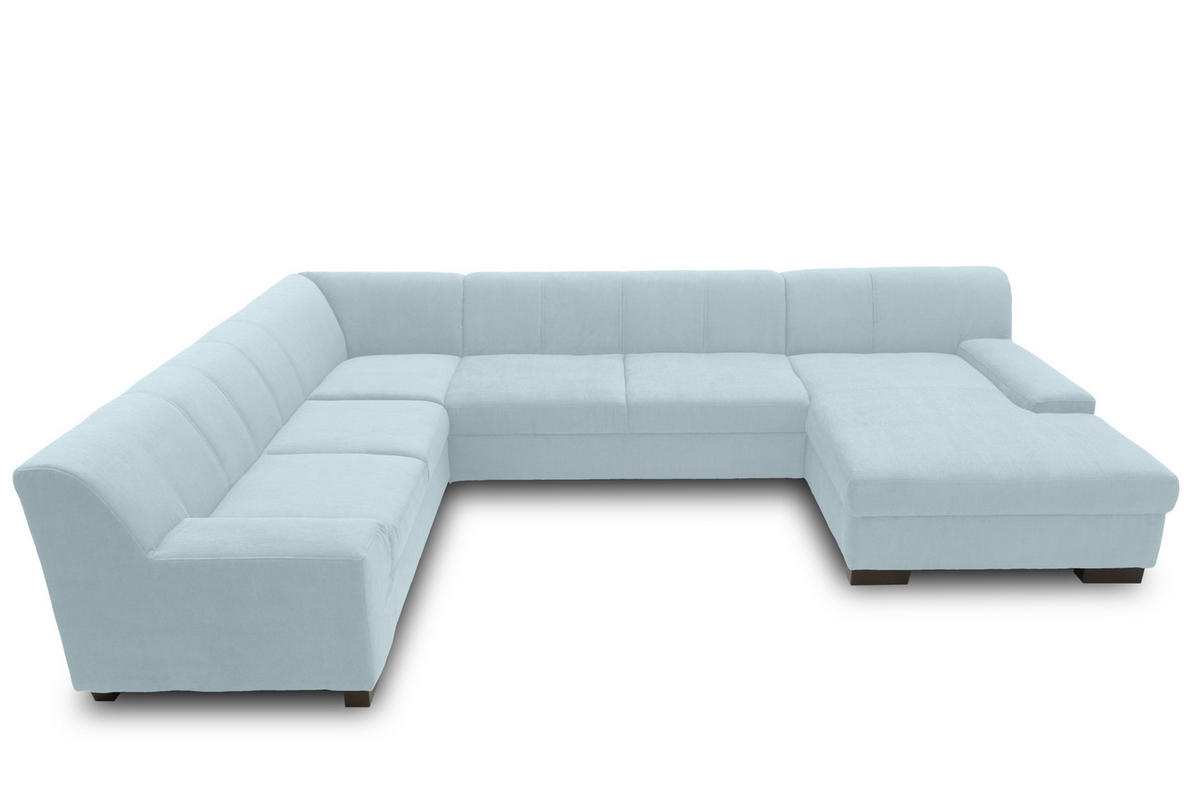 WOHNLANDSCHAFT Pastellblau Webstoff  - Wengefarben/Pastellblau, Design, Holz/Textil (212/328/153cm) - MID.YOU
