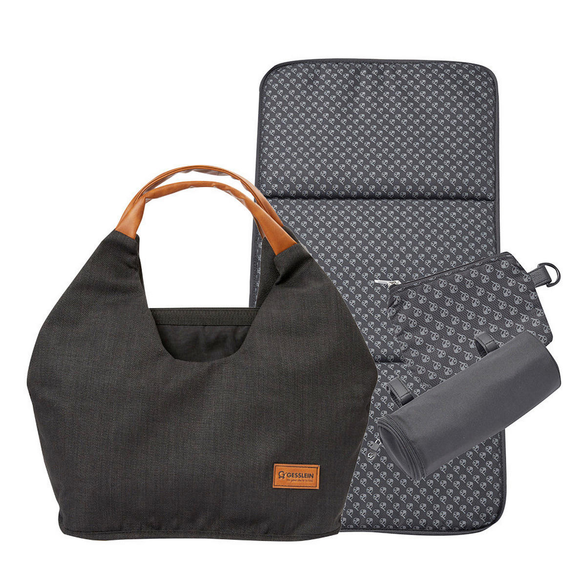 KINDERWAGENSET  Fusion Panorama Lyx Set inkl. Wickeltasche  Schwarz  - Schwarz, Basics, Metall (57/129/100cm) - Gesslein