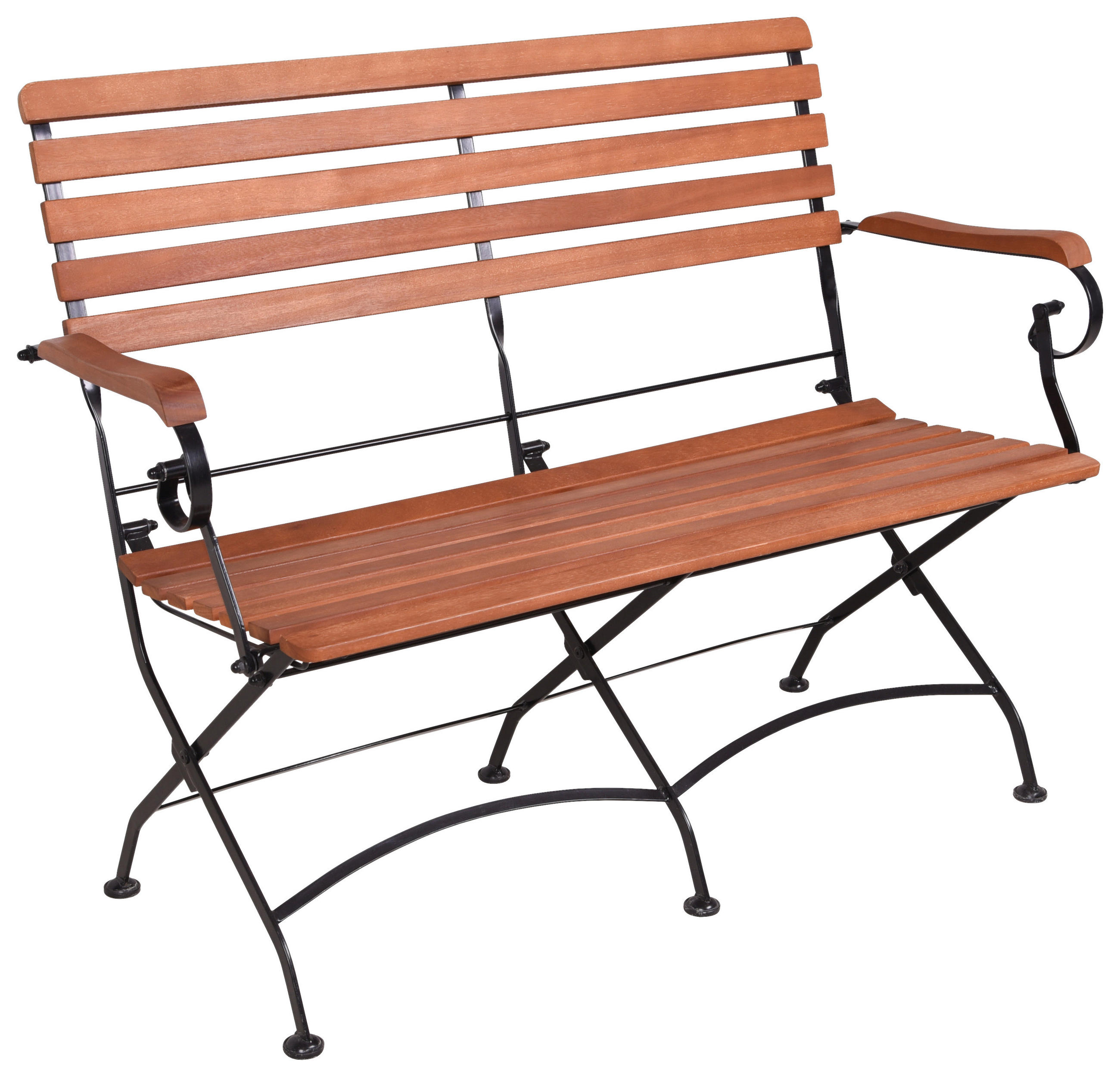 GARTENBANK 116/89/58 cm Eukalyptusholz  Stahl  - Schwarz/Braun, MODERN, Holz/Metall (116/89/58cm) - Gardenson