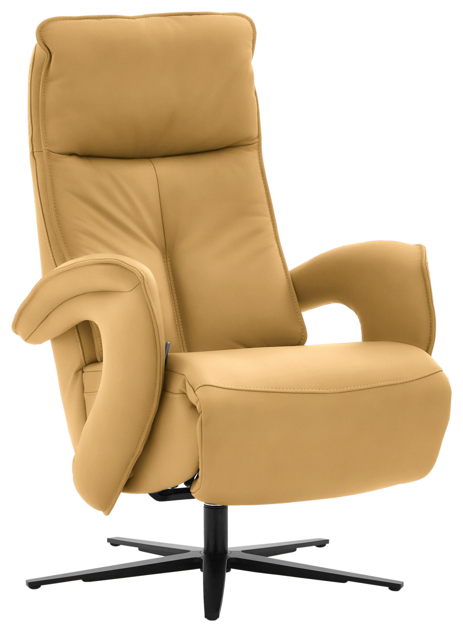 RELAXSESSEL in Leder Gelb  - Gelb/Schwarz, Design, Leder/Metall (77/110/87cm) - Valdera