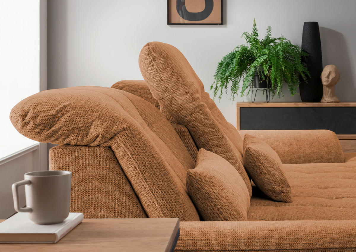 ECKSOFA in Chenille Currygelb  - Chromfarben/Currygelb, Modern, Textil/Metall (314/184cm) - Livetastic