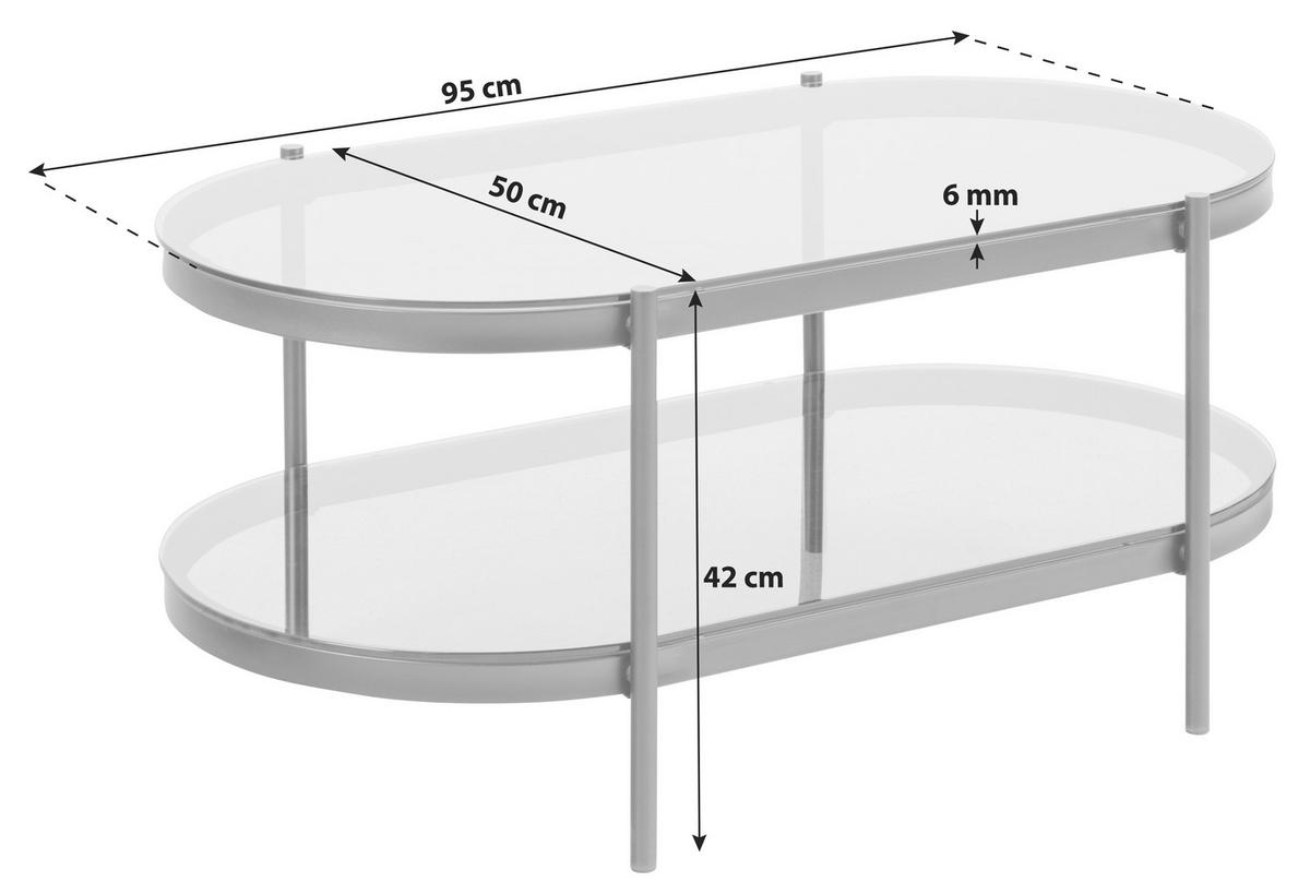 COUCHTISCH in Glas 95/50/42 cm  - Schwarz/Grau, Trend, Glas/Metall (95/50/42cm) - MID.YOU
