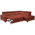 ECKSOFA in Struktur Dunkelorange  - Dunkelorange/Schwarz, MODERN, Textil/Metall (254/212cm) - Carryhome