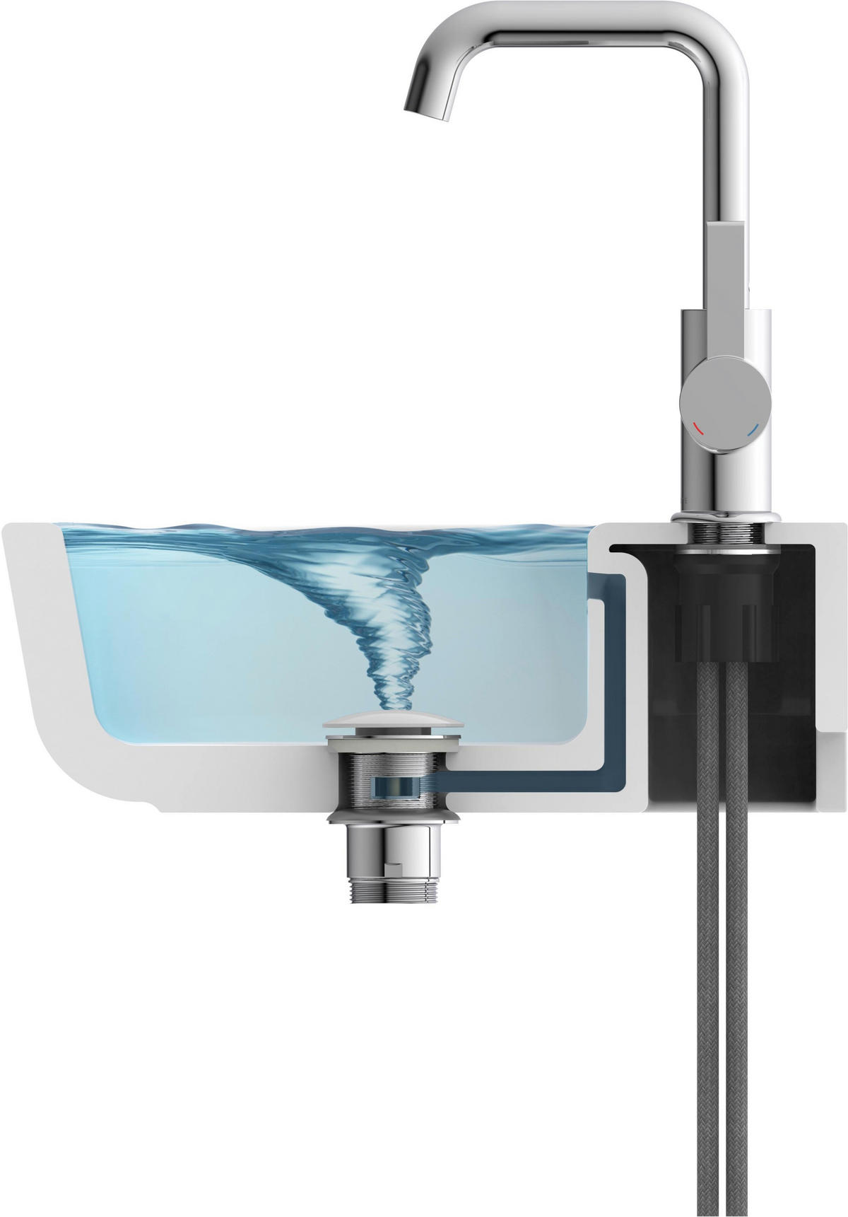 ABLAUFVENTIL  - Chromfarben/Weiß, Basics, Metall (6,5cm) - Schütte