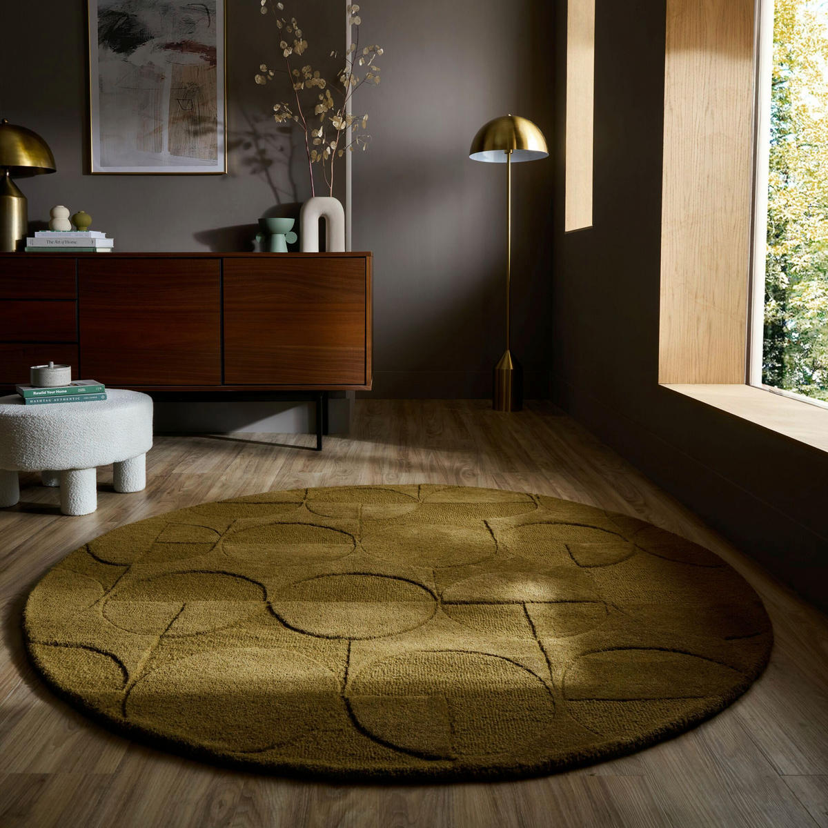 WOLLTEPPICH 160/160 cm Gigi Olivgrün rund  - Olivgrün, Basics, Textil (160/160cm) - Flair Rugs