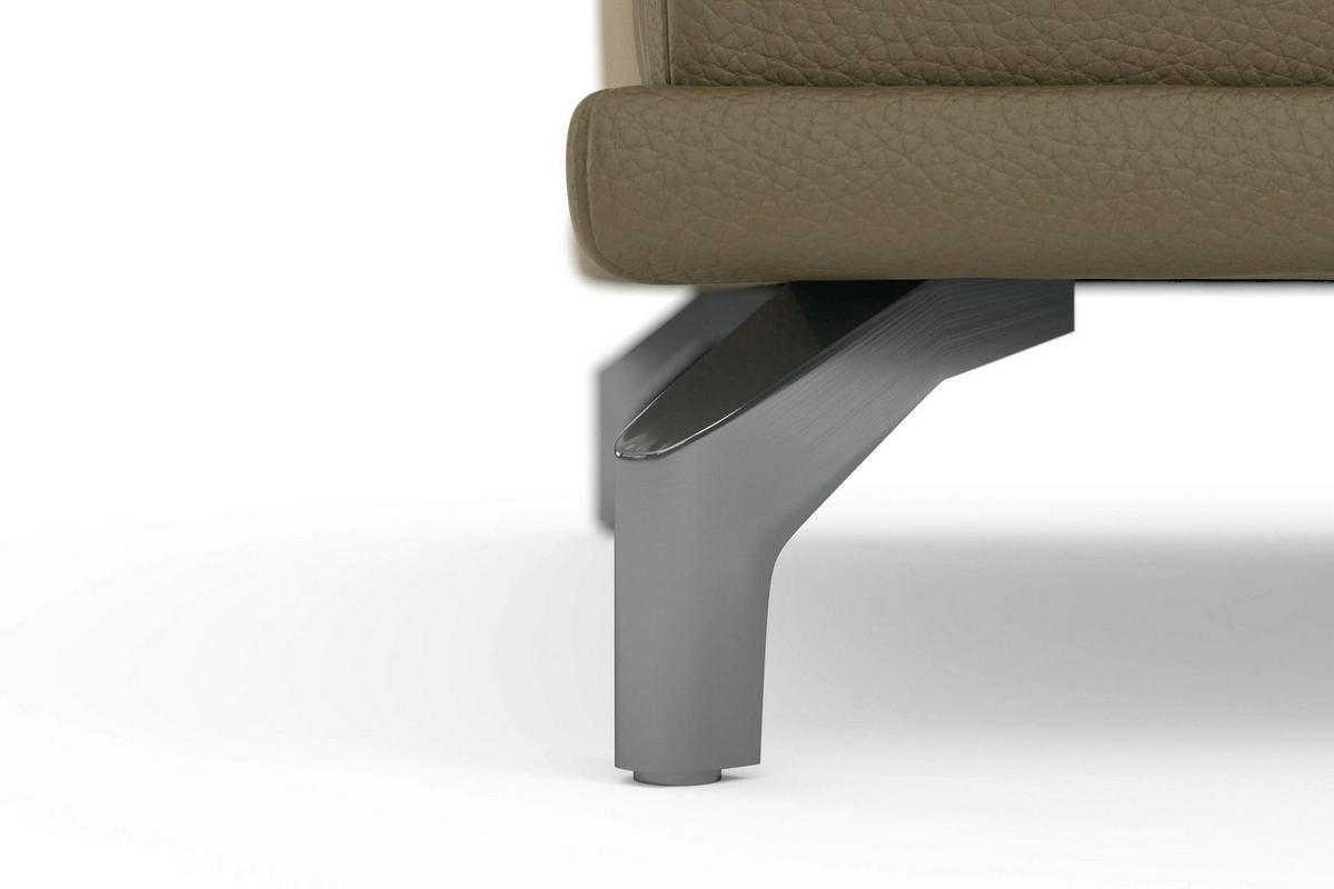 HOCKER COSTELLO E Echtleder Olivgrün  - Schwarz/Olivgrün, Basics, Leder/Metall (133/47/72cm) - Sit & More