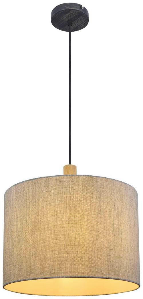 HÄNGELEUCHTE Roger 40/120 cm - Schwarz/Grau, Natur, Holz/Textil (40/120cm) - Globo