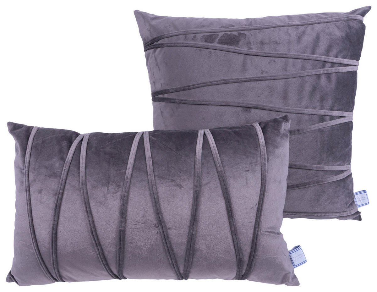 ZIERKISSENSET 2-teilig 30x45/50x45 cm  - Graphitfarben, KONVENTIONELL, Textil (30x45/50x45cm)