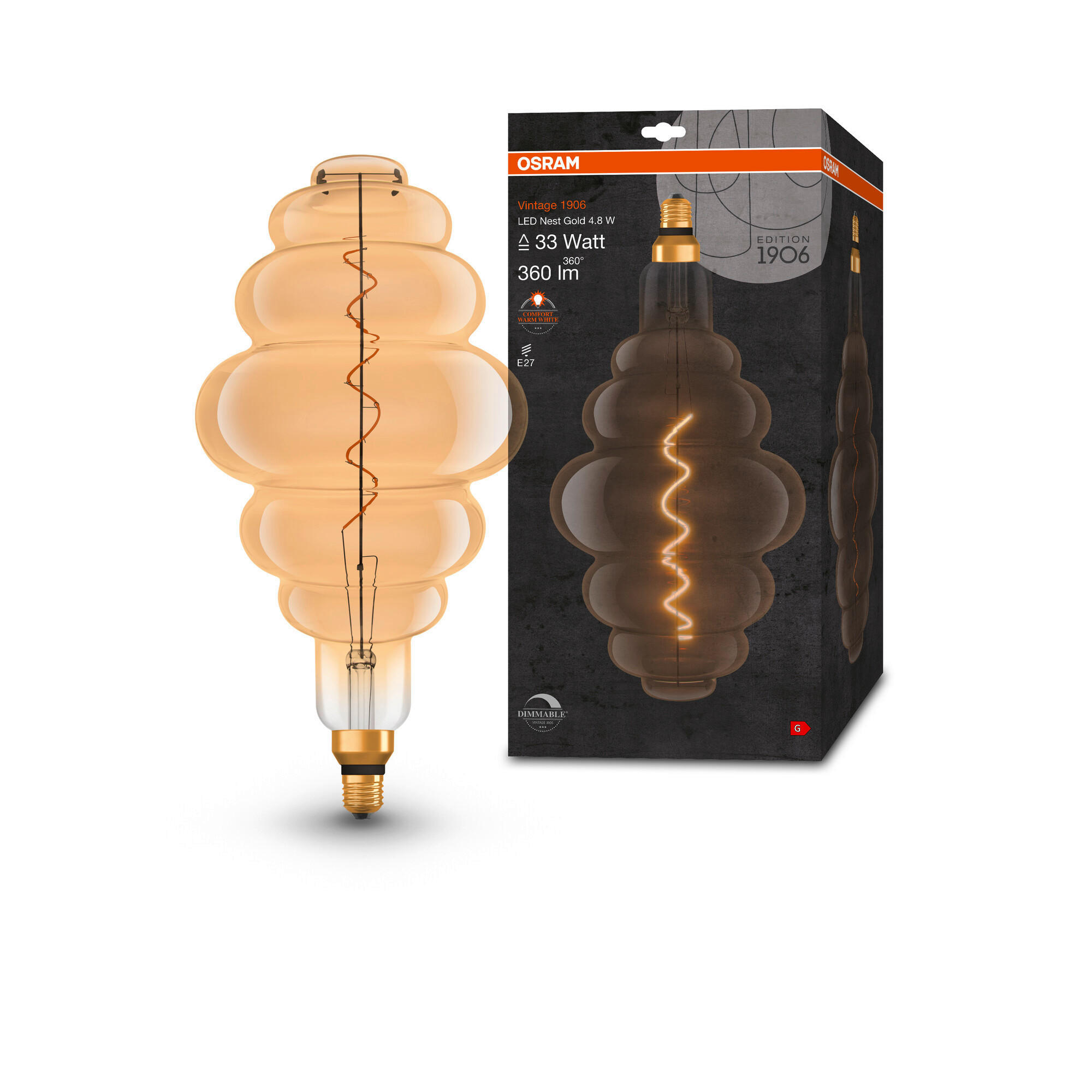 LED-LEUCHTMITTEL   E27 4,8 W  - Goldfarben, Basics, Glas (20/40,5cm) - Ledvance