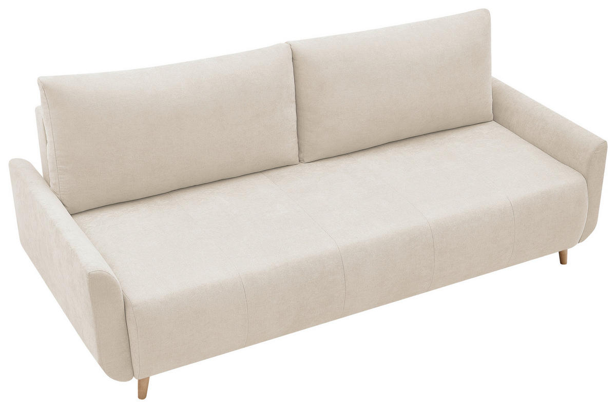 SCHLAFSOFA DUO Mikrofaser Weiß  inkl. Rückenkissen, Bettkasten, Schlaffunktion, Rücken echt  - Naturfarben/Weiß, Design, Textil (218/90/110cm) - P & B
