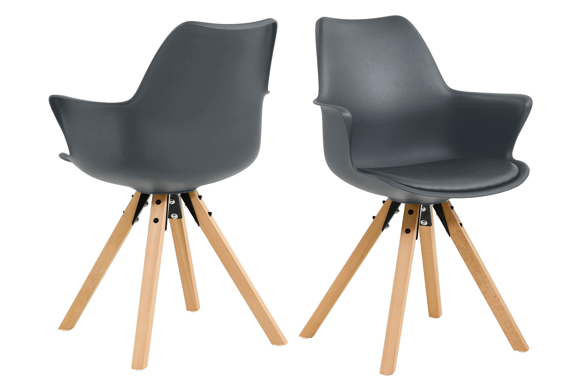 ARMLEHNSTUHL-SET 2 Stück  in  - Dunkelgrau/Eichefarben, MODERN, Holz/Kunststoff (58/84/61cm) - Livetastic