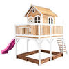SPIELTURM 377/291/255 cm  - Lila/Braun, KONVENTIONELL, Holz (377/291/255cm) - Ambia Garden