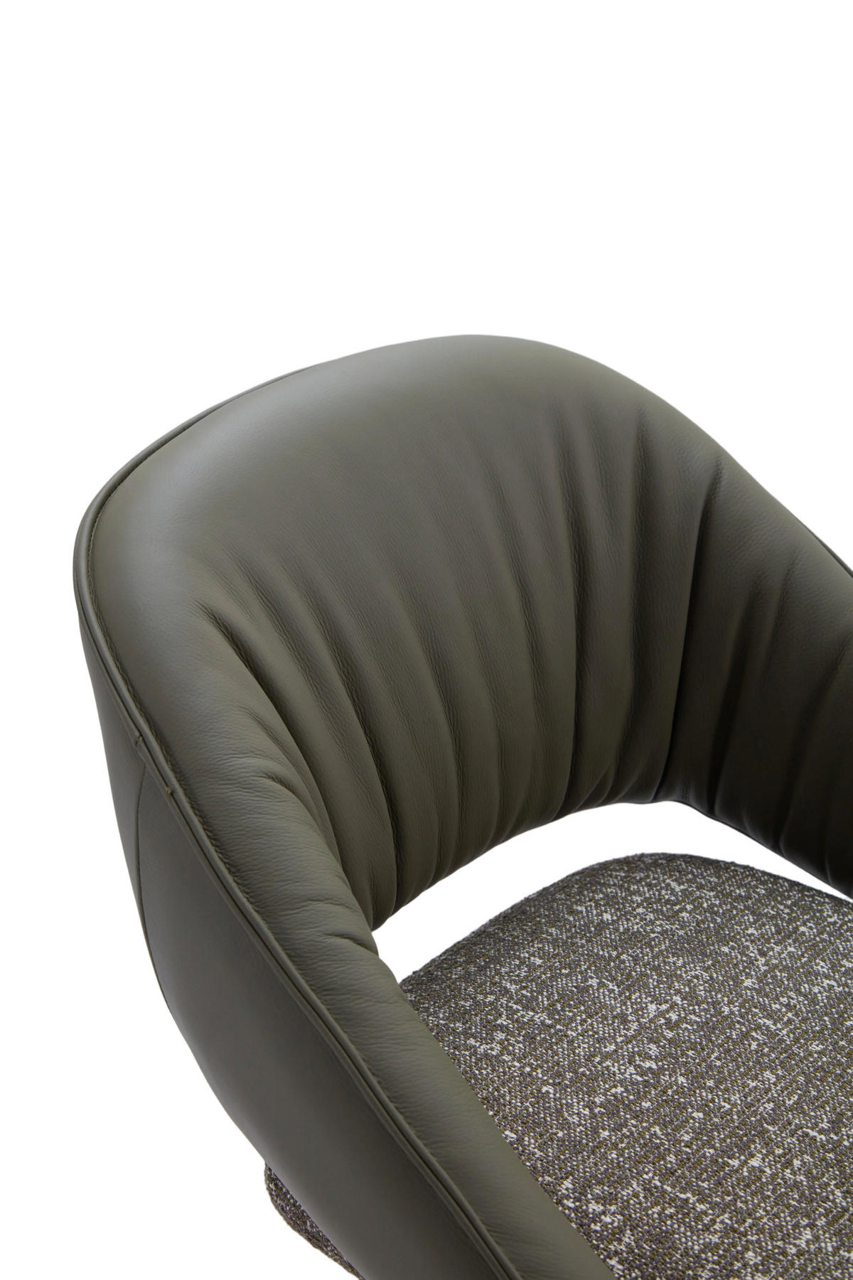 ARMLEHNSTUHL  Sitzfläche 360° drehbar, automatische Rückholfunktion Webstoff Echtleder  - Schwarz/Graugrün, Design, Leder/Textil (61/81/66cm) - Dieter Knoll