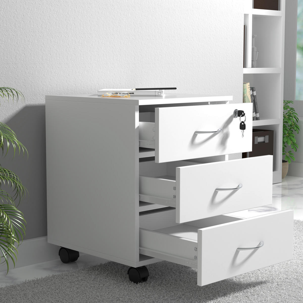 ROLLCONTAINER 40/54/44 cm  - Silberfarben/Weiß, Design, Holzwerkstoff/Kunststoff (40/54/44cm) - MID.YOU