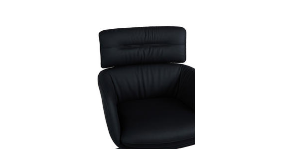 ARMLEHNSTUHL  Sitzfläche 360° drehbar, automatische Rückholfunktion  Echtleder  Schwarz  - Schwarz, Design, Leder/Metall (67/92/70cm) - Dieter Knoll