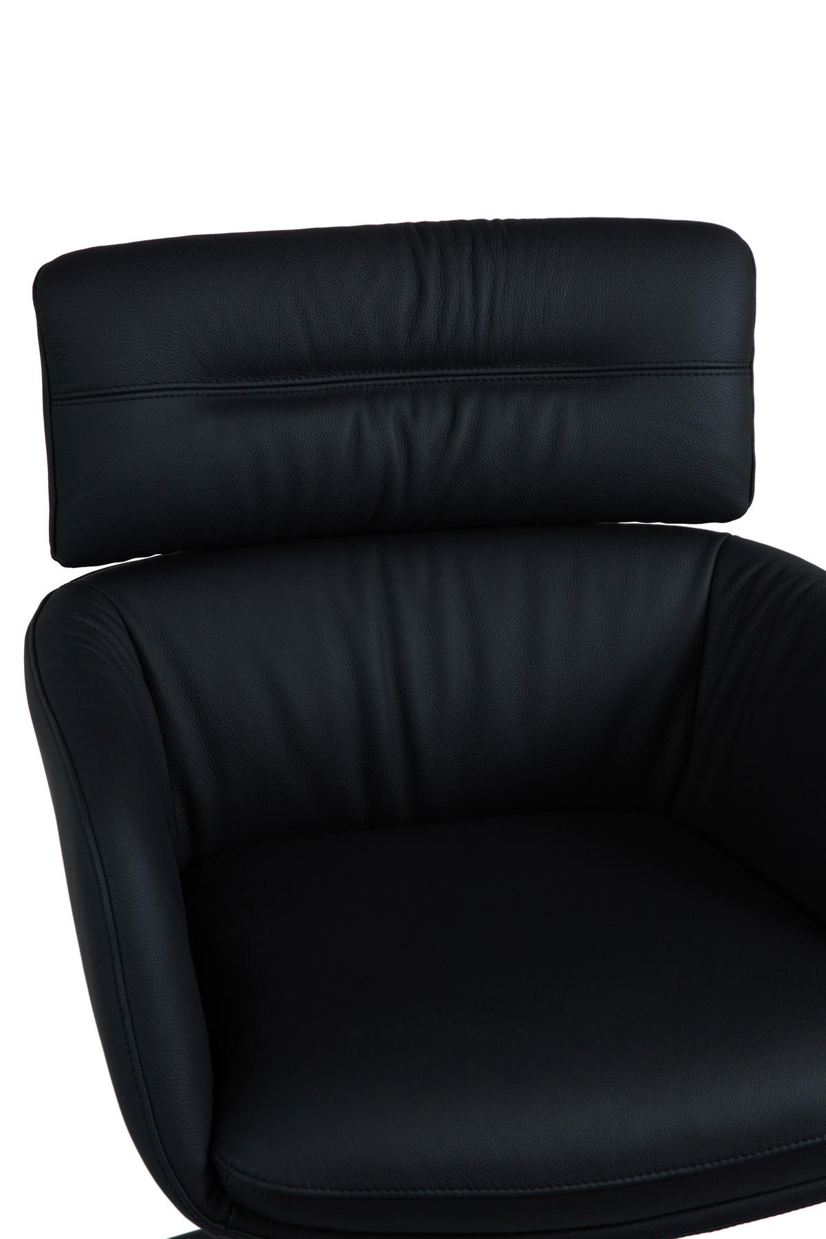 ARMLEHNSTUHL  Sitzfläche 360° drehbar, automatische Rückholfunktion  Echtleder  Schwarz  - Schwarz, Design, Leder/Metall (67/92/70cm) - Dieter Knoll