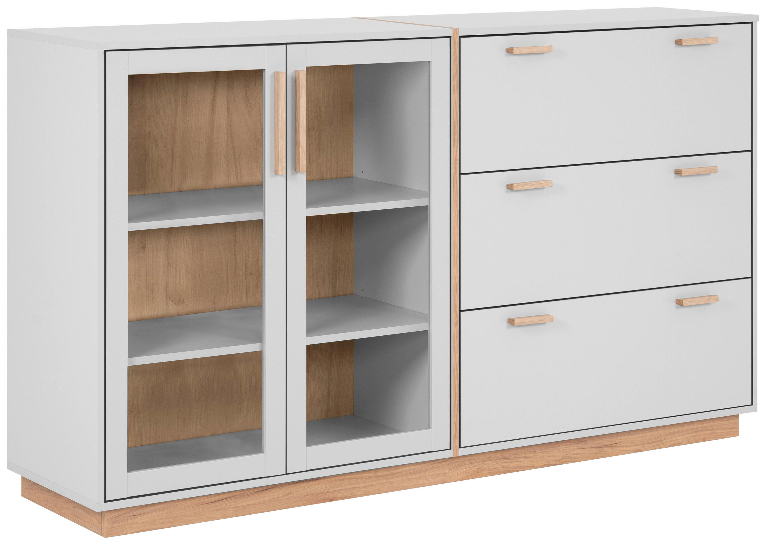 SIDEBOARD  in 161/94/40 cm  - Beige/Grau, KONVENTIONELL, Glas/Holzwerkstoff (161/94/40cm) - Livetastic