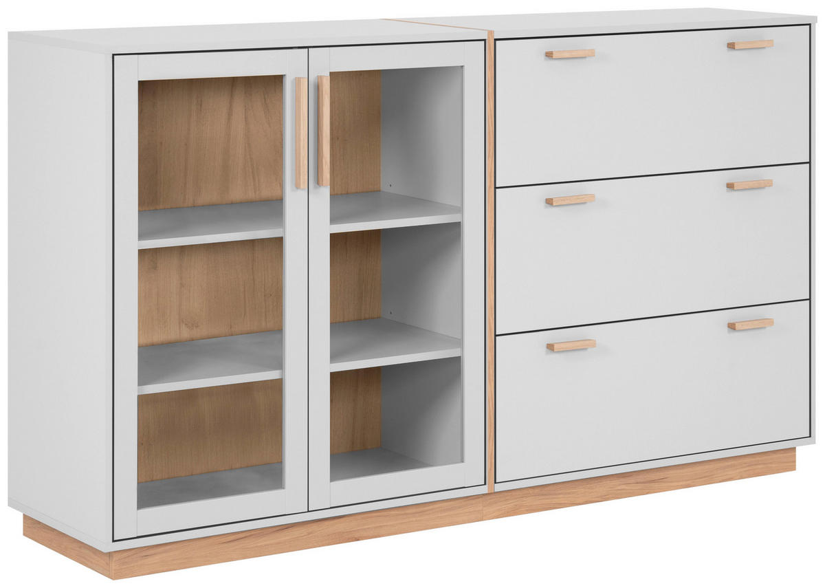 SIDEBOARD  in 161/94/40 cm  - Beige/Grau, KONVENTIONELL, Glas/Holzwerkstoff (161/94/40cm) - Livetastic