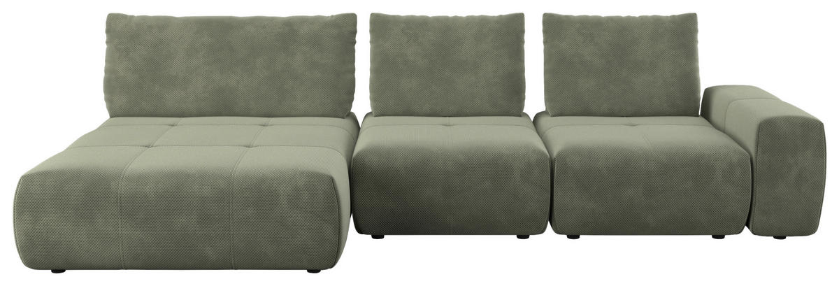 ECKSOFA Velours Olivgrün  - Schwarz/Olivgrün, Design, Kunststoff/Textil (174/347cm) - Xora