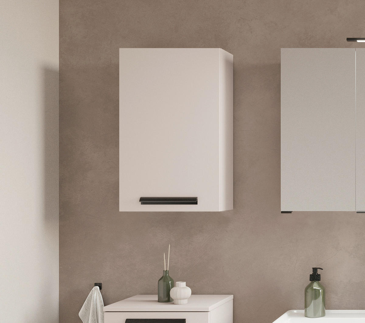 HÄNGESCHRANK 40/64/20 cm  - Sandfarben/Schwarz, KONVENTIONELL, Holzwerkstoff/Metall (40/64/20cm) - Xora
