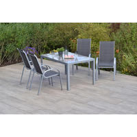 GARTENTISCHGRUPPE beschichtet Aluminium ,[ ]} - Anthrazit/Silberfarben, KONVENTIONELL, Glas/Textil - Gardenson