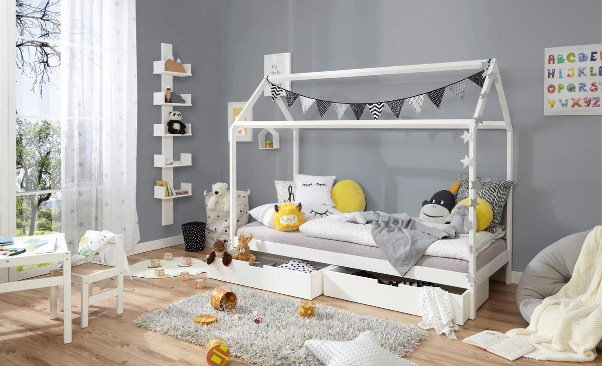 HAUSBETT 90/200 cm Weiss  - Weiss, Modern, Holz (90/200cm) - MID.YOU