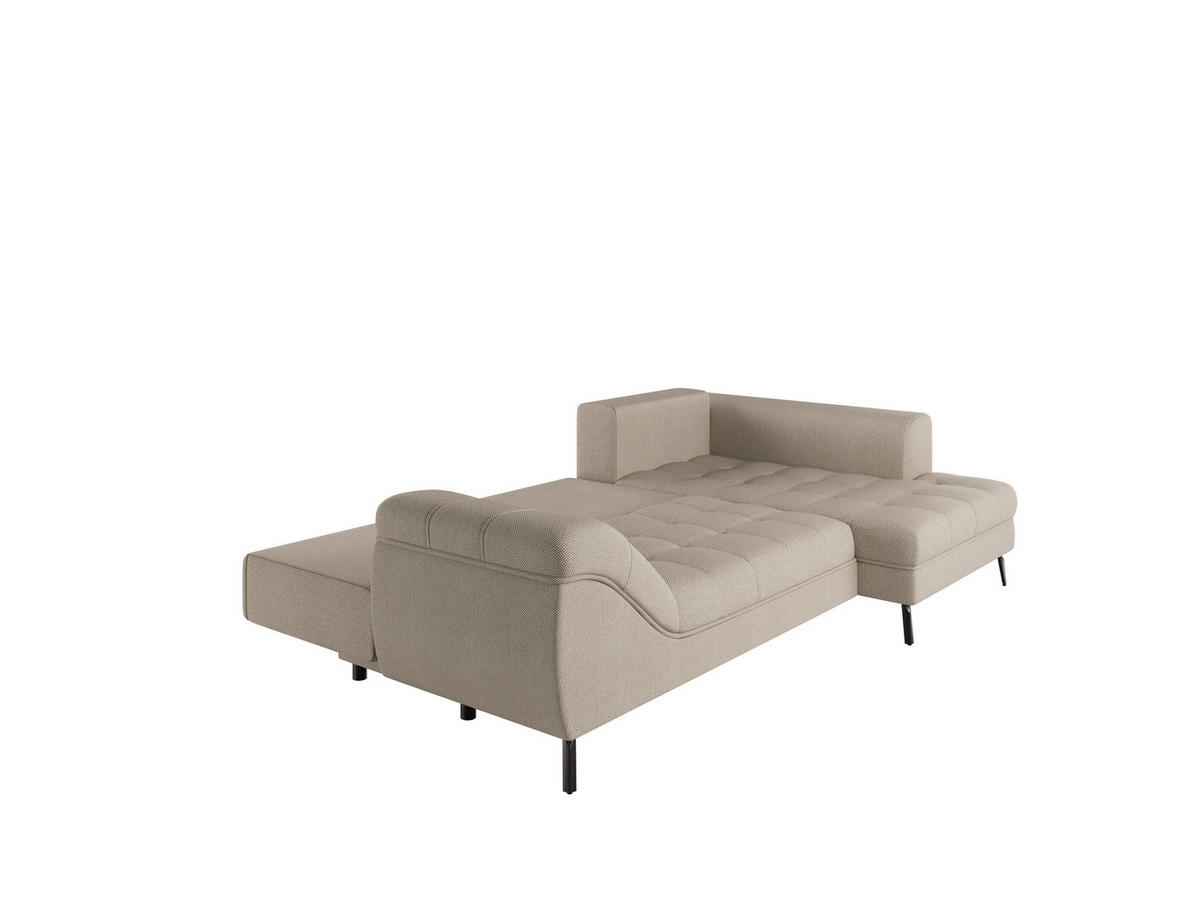 Ecksofa inkl. Funktionen in Webstoff Naturfarben  - Schwarz/Naturfarben, Modern, Textil/Metall (279/177cm)