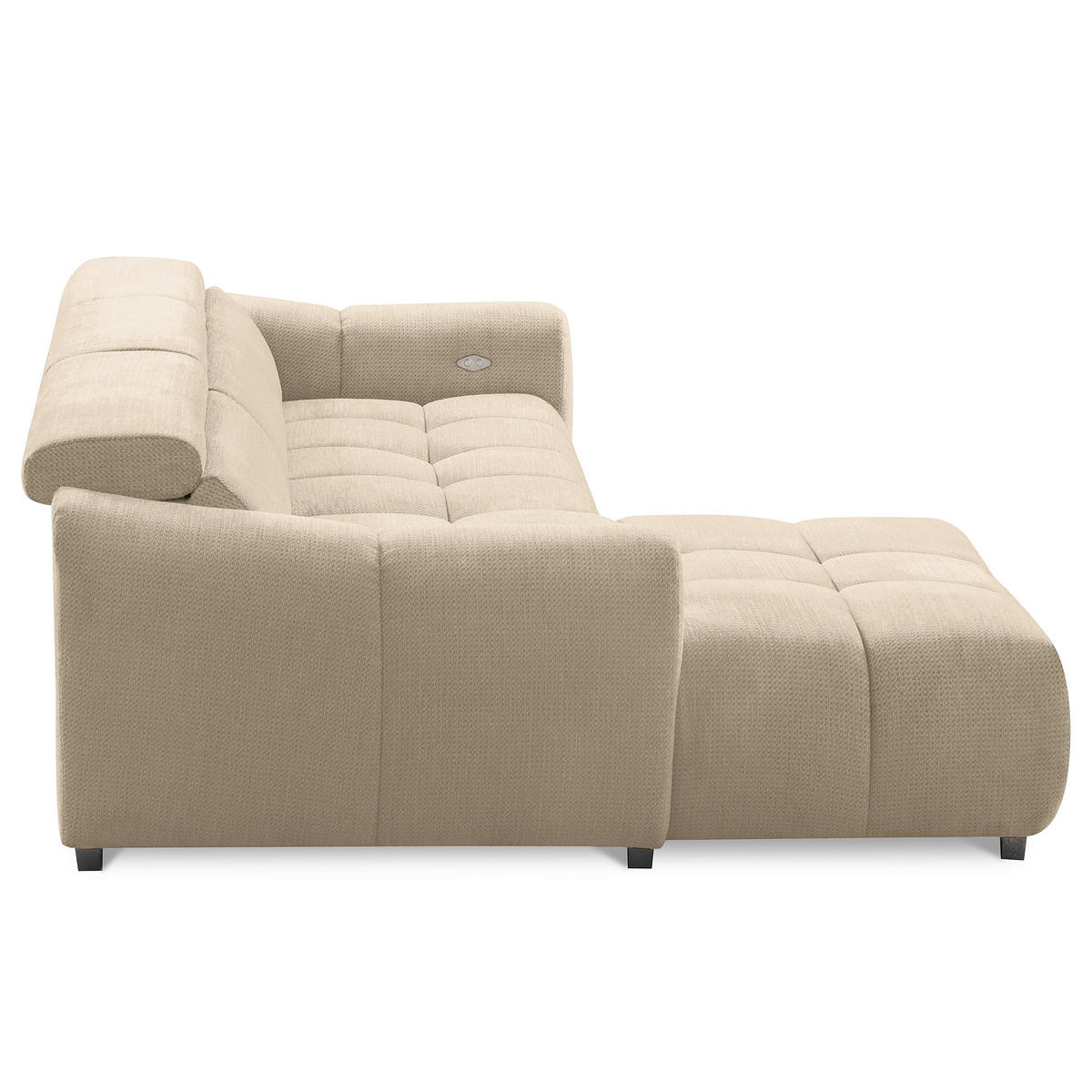 ECKSOFA  Webstoff Beige  - Beige/Schwarz, Design, Kunststoff/Textil (177/274cm) - Livetastic