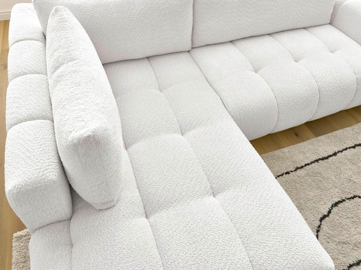 ECKSCHLAFSOFA EVEREST Bouclé Weiß  inkl. Rückenkissen, Schlaffunktion  - Schwarz/Weiß, MODERN, Kunststoff/Textil (204/282cm)