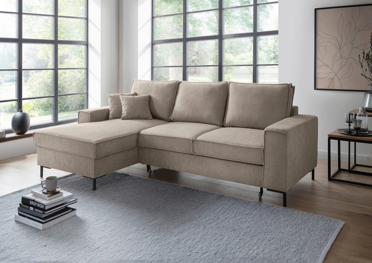 KUTNA GARNITURA tekstil  taupe   - crna/taupe, Moderno, tekstil/metal (150/240cm) - Livetastic