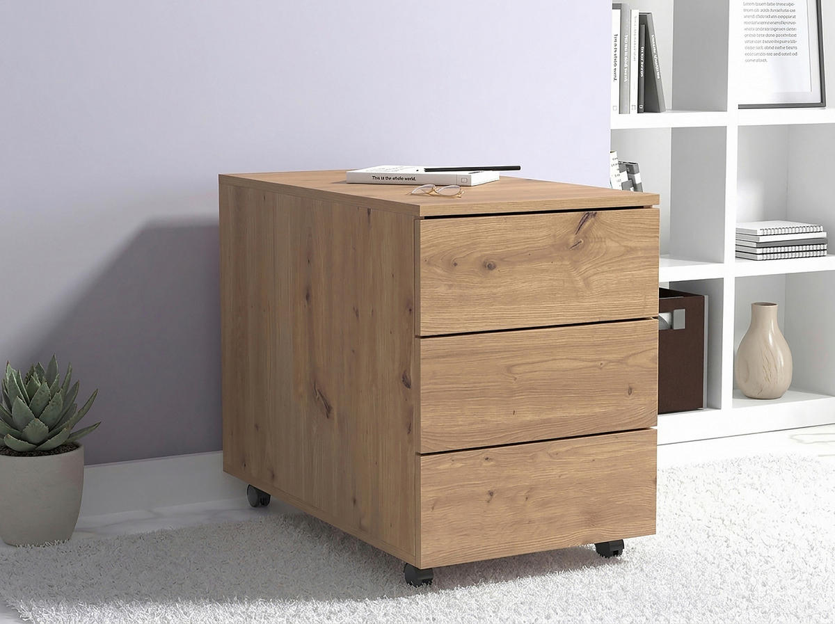 ROLLCONTAINER 39/55/70 cm  - Eiche Artisan, MODERN, Holzwerkstoff/Kunststoff (39/55/70cm) - Livetastic