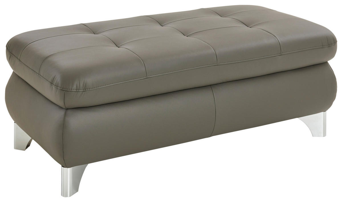 HOCKER in Leder Grau  - Alufarben/Grau, Basics, Leder/Metall (129/47/67cm) - Beldomo Speed