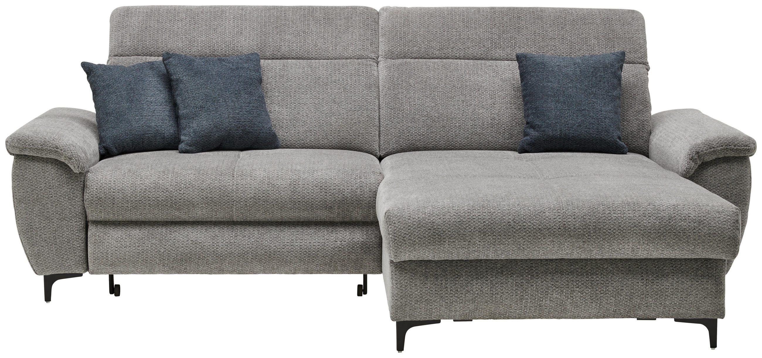 ECKSOFA in Chenille Grau  - Schwarz/Grau, MODERN, Textil/Metall (185/256cm) - Stylife